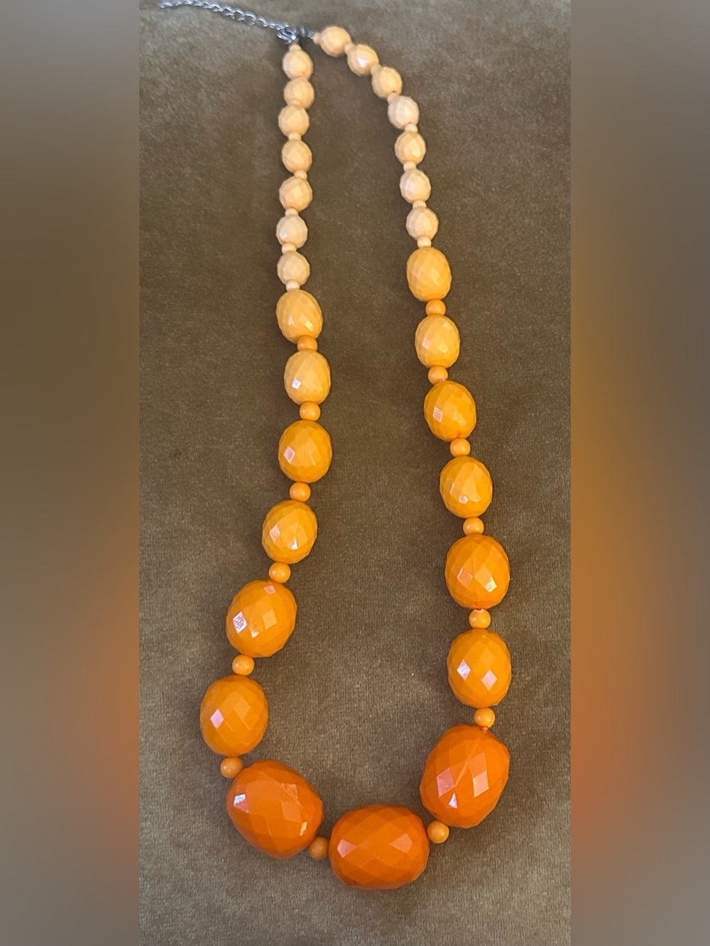 Vintage Chunky Faceted Resin Bead Statement Necklace - Orange Ombre